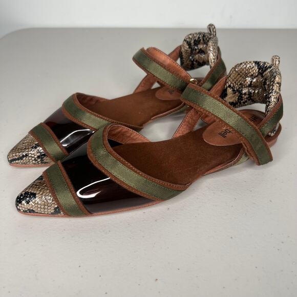 Jeffrey Campbell Enrich Python Pointed Toe Flats Size 6 - Picture 4 of 9